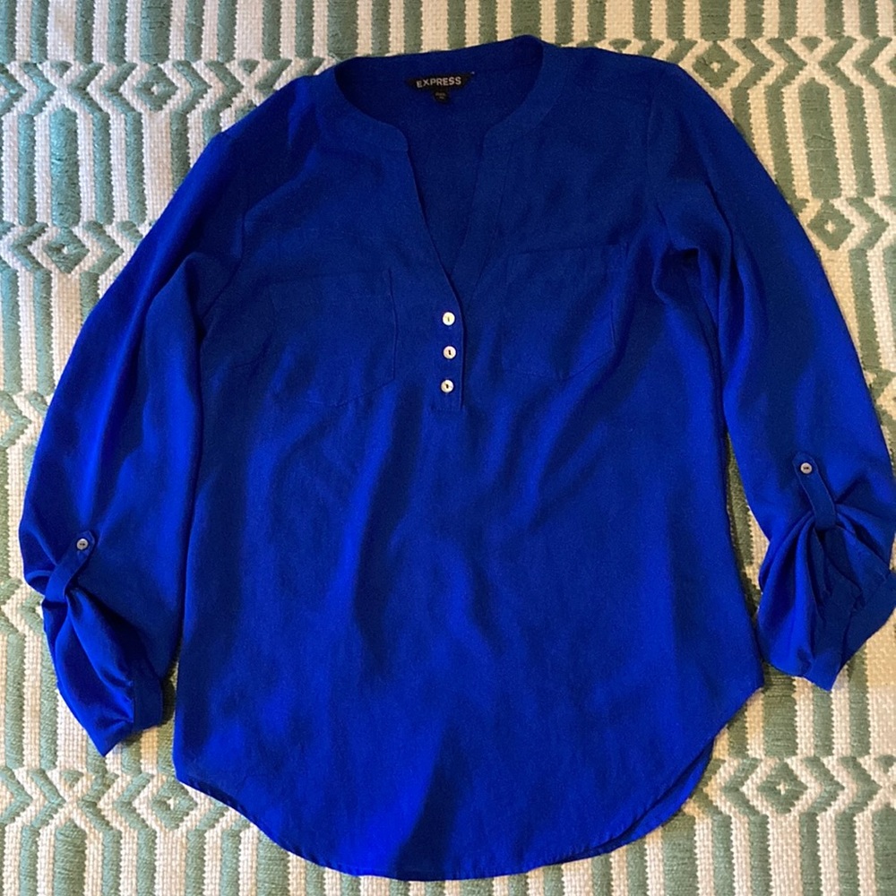 Express Half Button Blouse